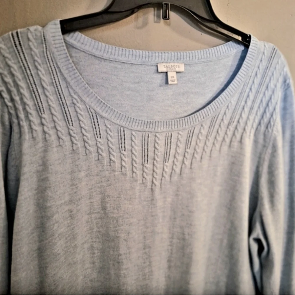 Talbots Light Powder Heather Blue Women's Sweater 2X